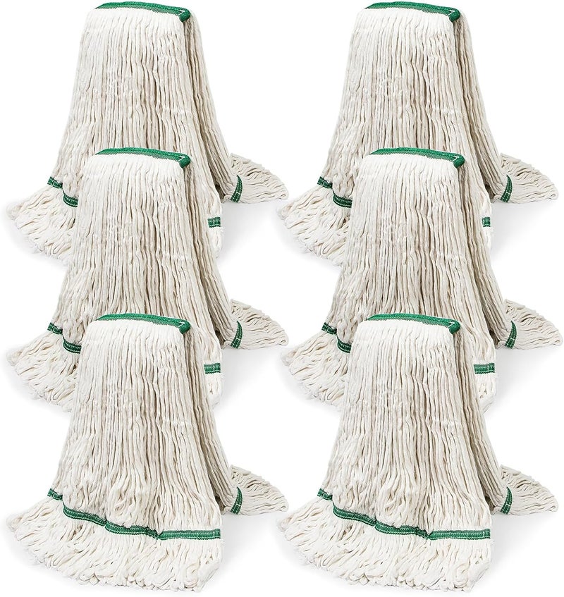 kCarpoly 20oz Commercial Cleaning Mop Head Replacements- 6 Pack Heavy Duty Industrial Cotton Looped End String Cleaning Mop Head Refills,Used for Home,Garage,Office and Kitchen,White Mop Refills - Image 1