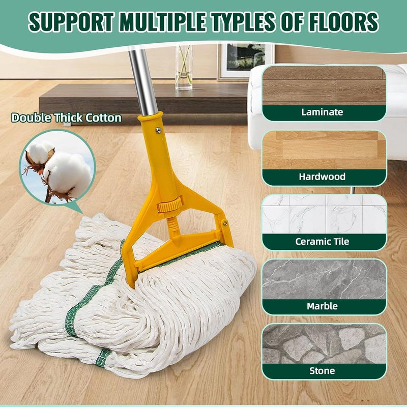 kCarpoly 20oz Commercial Cleaning Mop Head Replacements- 6 Pack Heavy Duty Industrial Cotton Looped End String Cleaning Mop Head Refills,Used for Home,Garage,Office and Kitchen,White Mop Refills - Image 4