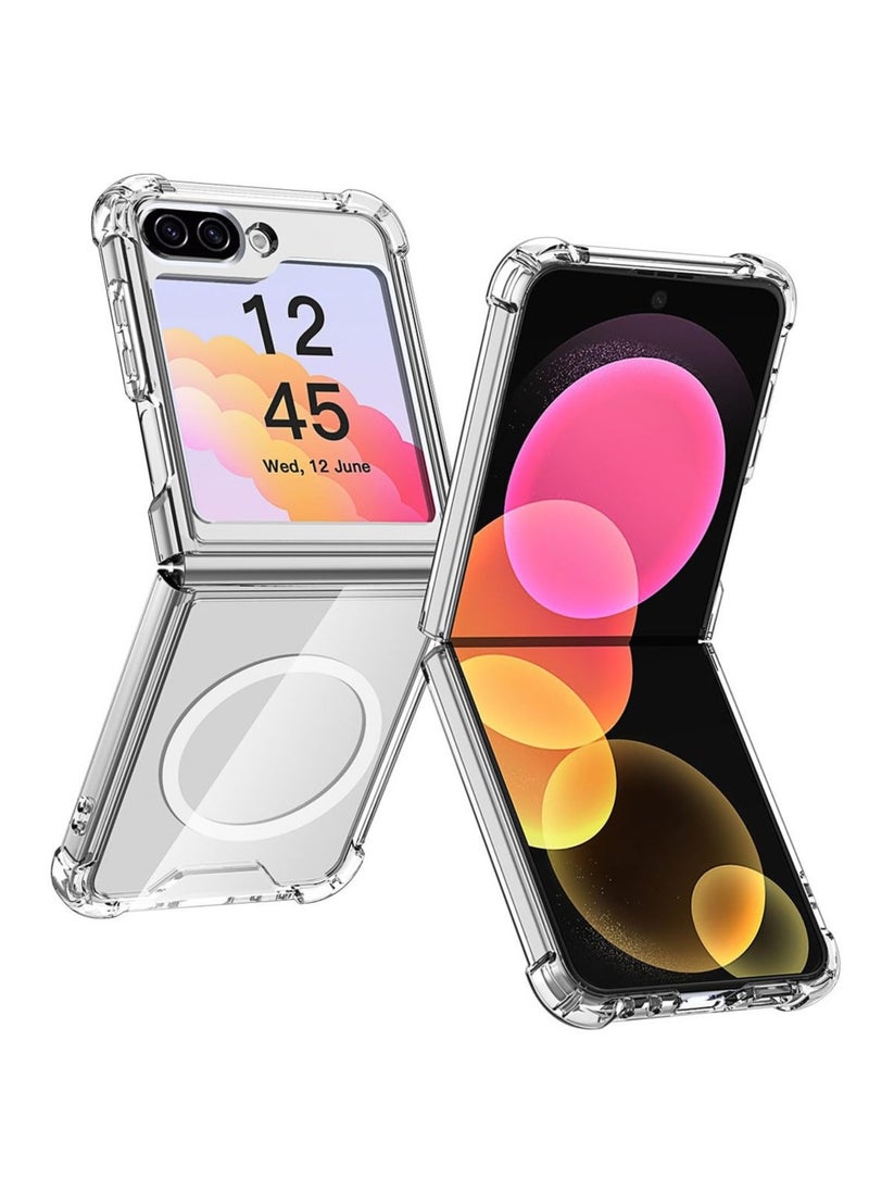 Best Choice Products - For Samsung Galaxy Z Flip 6 Clear Case,Compatible with MagSafe Transparent Shockproof Protection Yellowing Resistant Magnetic Phone Case for Galaxy Z Flip 6 5G (2024)-Clear - Image 1
