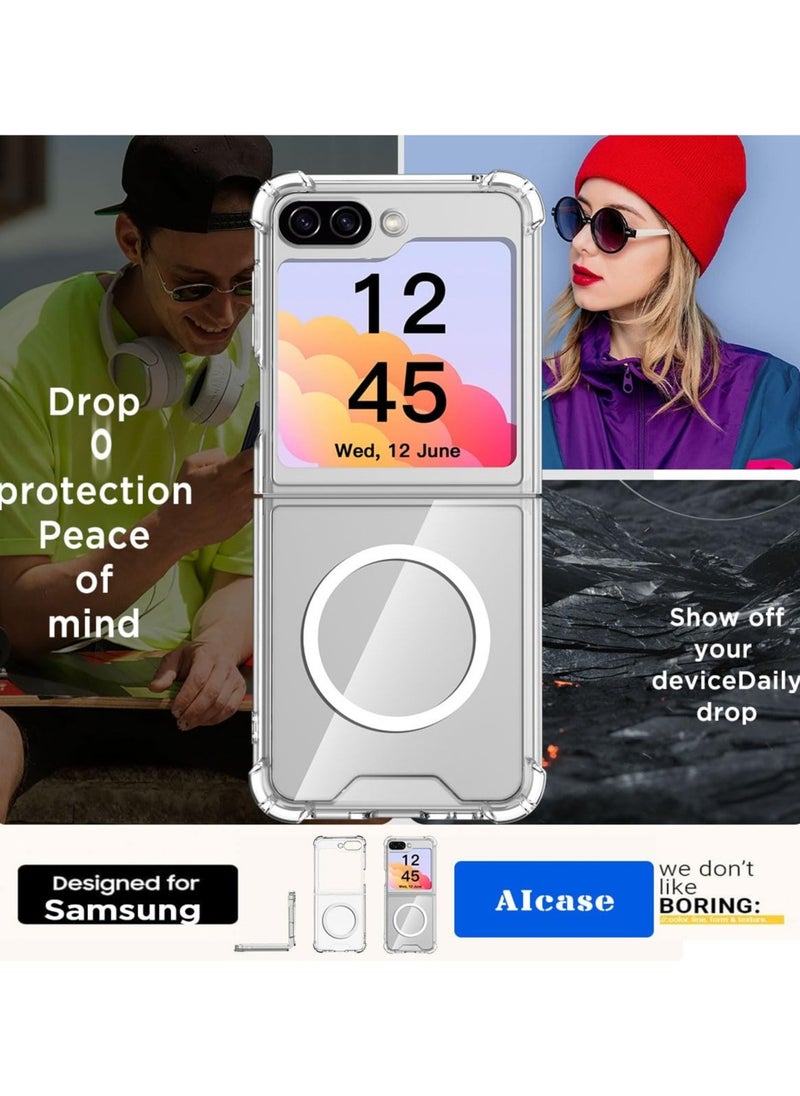 Best Choice Products - For Samsung Galaxy Z Flip 6 Clear Case,Compatible with MagSafe Transparent Shockproof Protection Yellowing Resistant Magnetic Phone Case for Galaxy Z Flip 6 5G (2024)-Clear - Image 1