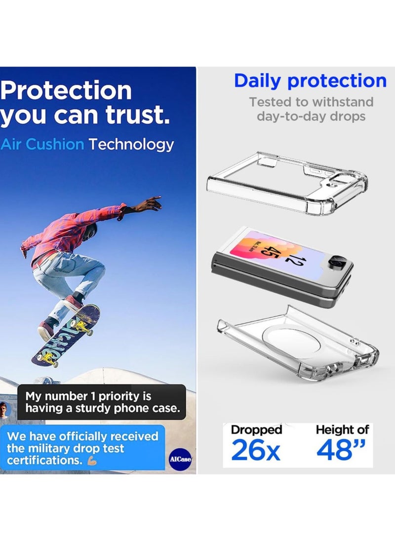 Best Choice Products - For Samsung Galaxy Z Flip 6 Clear Case,Compatible with MagSafe Transparent Shockproof Protection Yellowing Resistant Magnetic Phone Case for Galaxy Z Flip 6 5G (2024)-Clear - Image 1