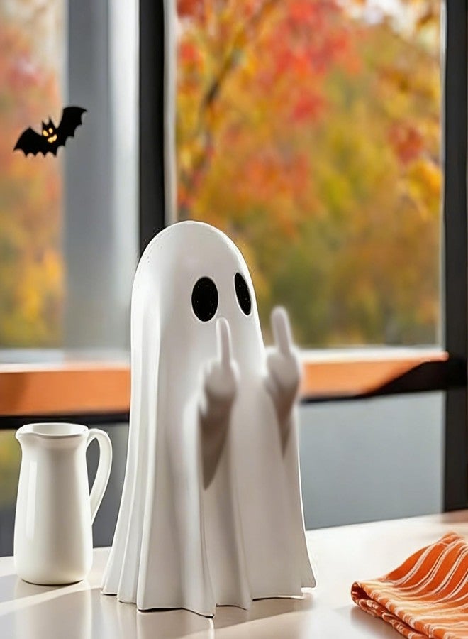 TSFGDYL Halloween Ghost Figurine, Spooky Resin Ghost Statue,Halloween Decor Indoor Cute Finger Ghost Ornaments, Funny Coffee Table Centerpieces, Home Office Decor - Image 3