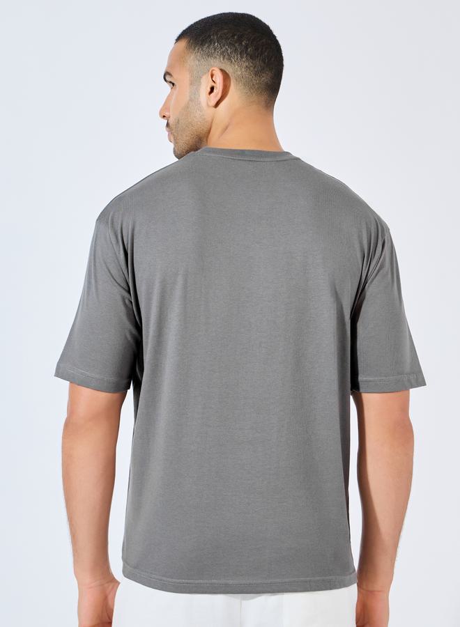 Styli Contrast Seam Piping Detail Oversized T-Shirt - Image 4