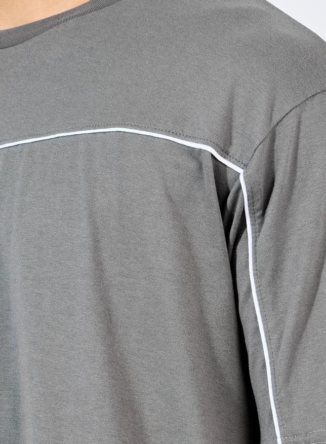 Styli Contrast Seam Piping Detail Oversized T-Shirt - Image 3