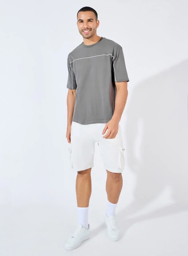Styli Contrast Seam Piping Detail Oversized T-Shirt