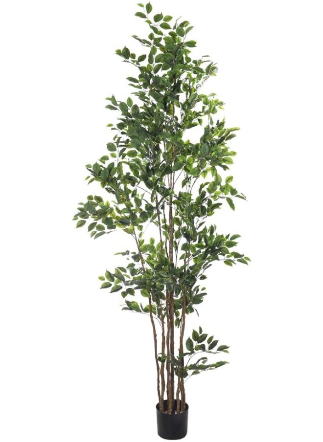 Yatai - YATAI Decor Nearly Natural Artificial Ficus Plant Lush Green Leaves Artificial Plants with Base, Maintenance-Free, UV-Resistant Fake Plants, Durable & Lifelike Indoor Plants for Home (250 Cm) - Image 1