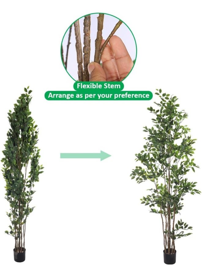 Yatai - YATAI Decor Nearly Natural Artificial Ficus Plant Lush Green Leaves Artificial Plants with Base, Maintenance-Free, UV-Resistant Fake Plants, Durable & Lifelike Indoor Plants for Home (250 Cm) - Image 1