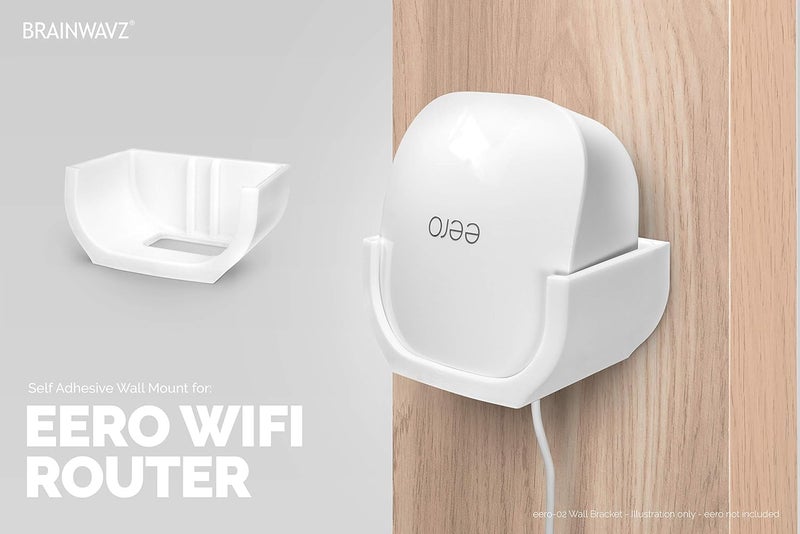براينوافز حامل حائط بدون براغي لشبكة Eero Mesh WiFi (غير متوافق مع Eero 6/Pro 6/Beacon)، حامل لاصق VHB، سهل التركيب، لا حاجة لأدوات، لا فوضى، لا حفر، حامل لاصق قوي، أبيض من Brainwavz - Image 5