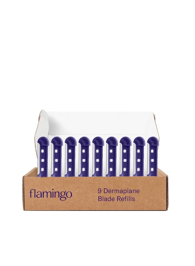 Flamingo Dermaplane Blades Refills, Face Razors for Women, Smooth Skin, 9 Count - Image 1