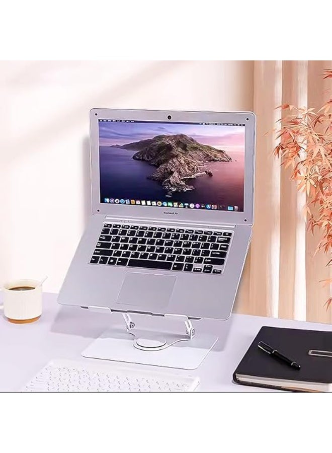 حامل لابتوب وتابلت قابل للتعديل والطي مع قاعدة دوارة 360 درجة للأجهزة حتى 17 بوصة، تصميم مريح من الألومنيوم للاستخدام المكتبي واليومي - Image 3
