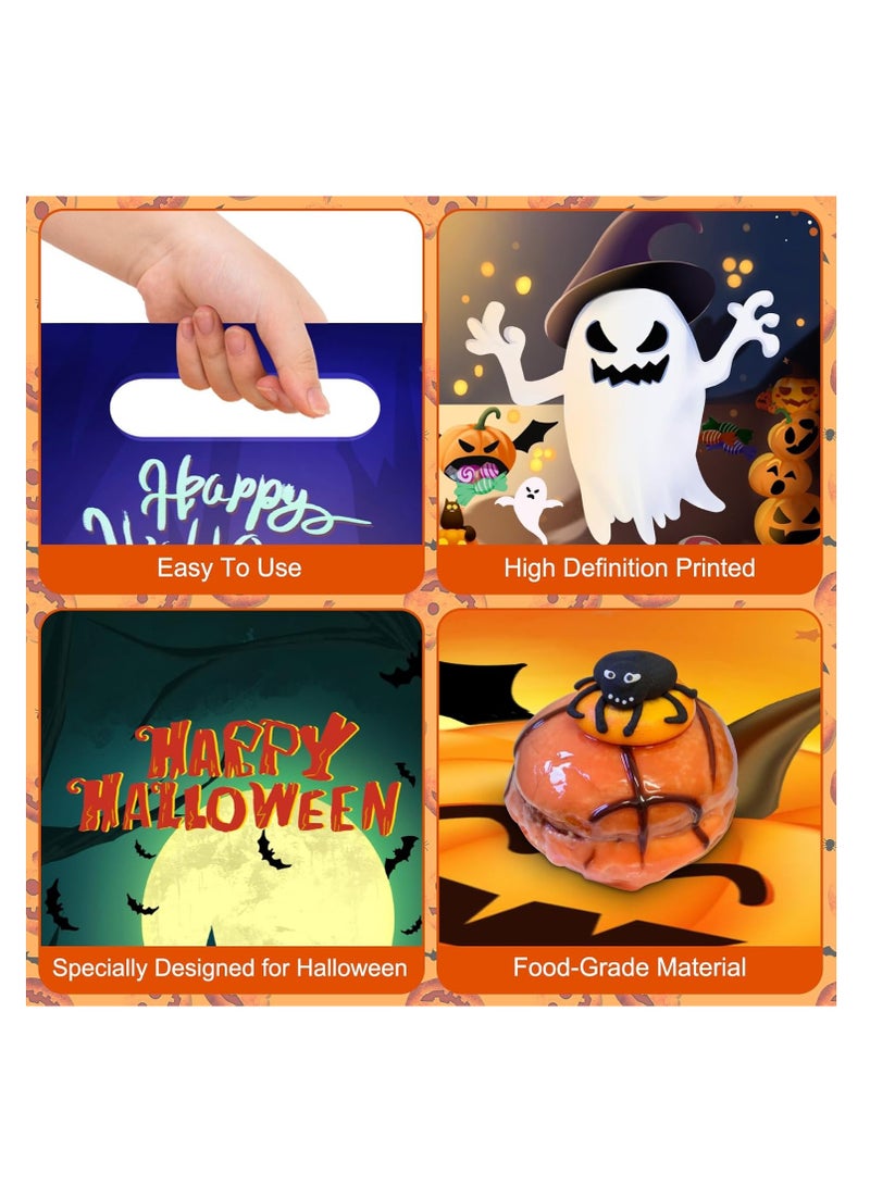 50 Pcs Halloween Goodie Bags with Handles - Happy Halloween Treat Bags, Trick or Treat Gift Bag Bulk, Plastic Helloween Tote Candy Goody Favor Bags for Kids Helloween Party Decorations Favors Supplies - Image 5
