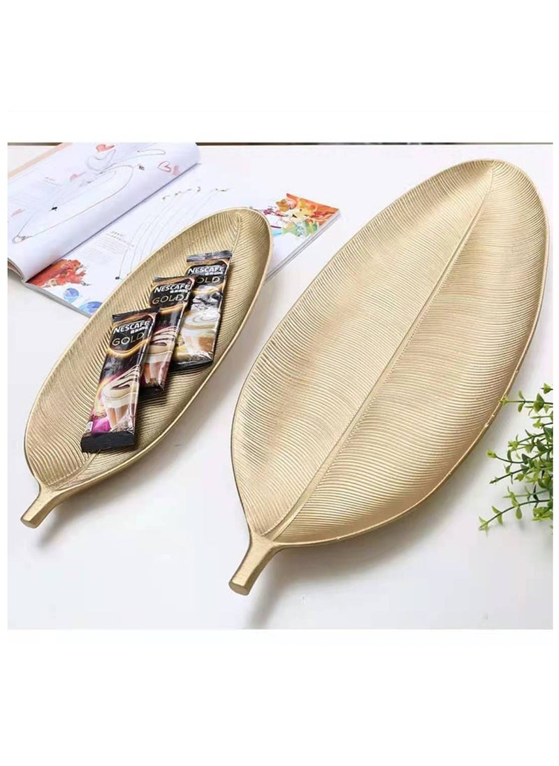 LINGWEI Wooden Leaf Shaped Serving Tray set of 2 Pieces Fruit Plate Snack Tray Candy Dish Wooden Storage Plates Snack Appetite Platter  - Image 2