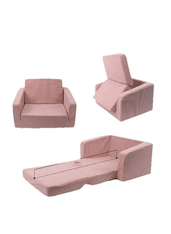 XICEN Kids Couch, 2-in-1 Fold Out Sofa Cum Bed, Baby Convertible Lounger, Folding Lounge Chair for Toddlers to Sleep and Play on, Machine-Washable, for Children's Rooms and and Nursery Rooms (Pink Color) - Image 4