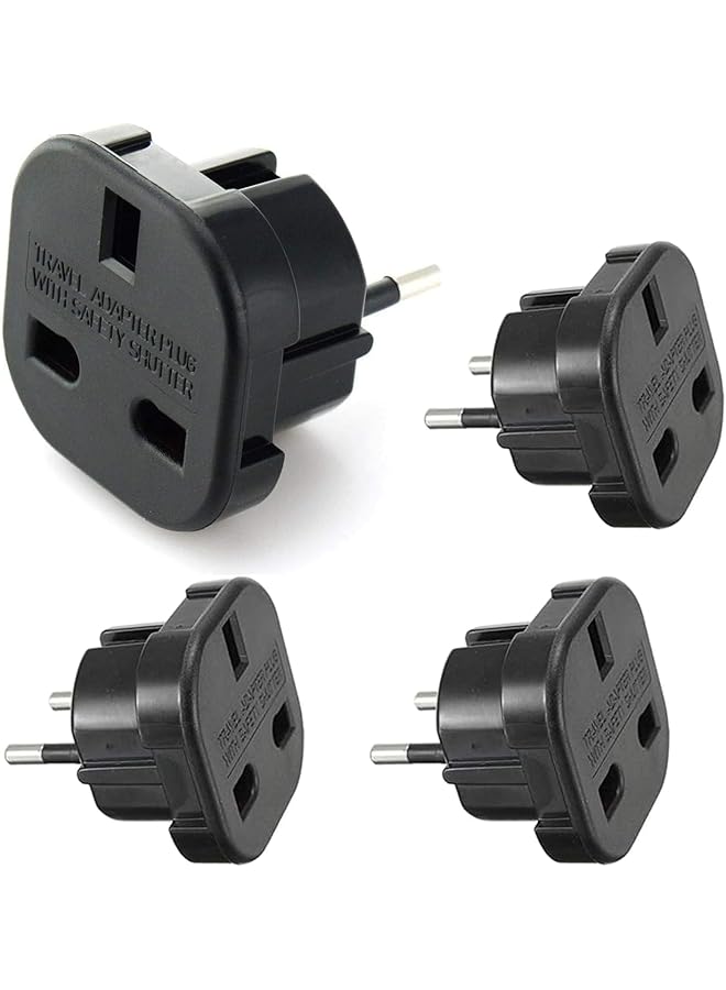 PROMASS 4 Pack UK to EU Power Adapter Plug Adapter Travel Plug Adapter Copper Core Conductor & Fire-Retardant Casing Safe Grounded Plug Kit for The Most of Europe, 10A/16A 100V-250V (4) - Image 1
