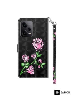 جرين تايجر حافظة هاتف جلدية مطلية ثلاثية الأبعاد عالمية لهاتف Xiaomi Redmi Note 12 Pro 5G (وردي)  - Image 3