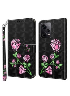 جرين تايجر حافظة هاتف جلدية مطلية ثلاثية الأبعاد عالمية لهاتف Xiaomi Redmi Note 12 Pro 5G (وردي)  - Image 1