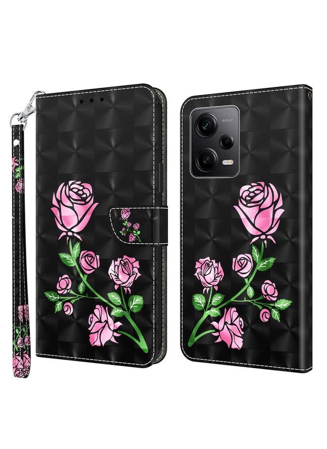 جرين تايجر حافظة هاتف جلدية مطلية ثلاثية الأبعاد عالمية لهاتف Xiaomi Redmi Note 12 Pro 5G (وردي)  - Image 1