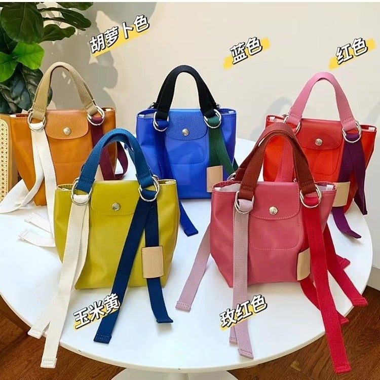 New Longxiang Bag Replay New Color-Blocked Nylon Woven Ribbon Canvas Bag Shoulder Crossbody Handbag - Image 2