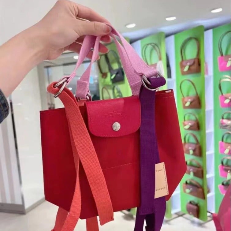 New Longxiang Bag Replay New Color-Blocked Nylon Woven Ribbon Canvas Bag Shoulder Crossbody Handbag - Image 3