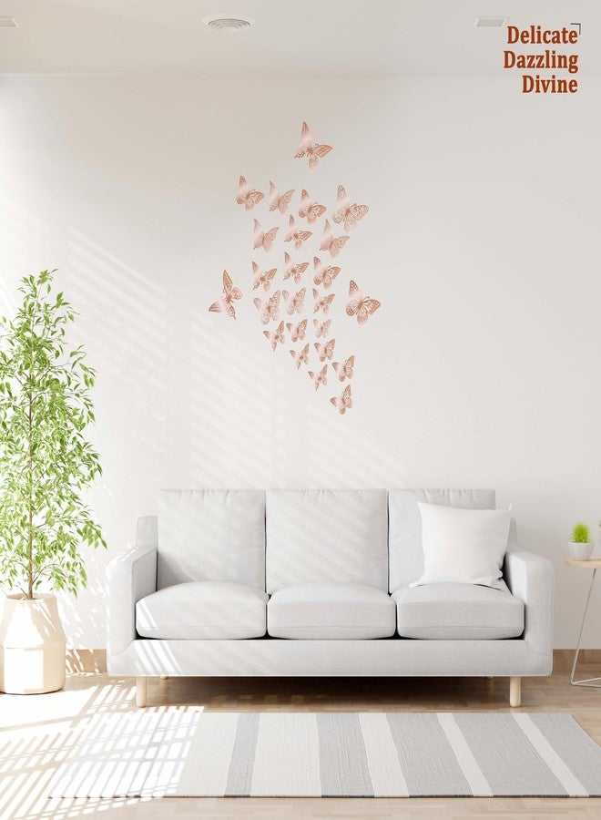Seyal Copper 3D Butterfly Wall Decor – 48 Pcs Removable Butterfly Wall Stickers in 4 Styles and 3 Sizes for Birthday Parties, Home Wall Décor,Bedroom, Living Room, Wedding, Celebration and DIY Decoration - Image 5