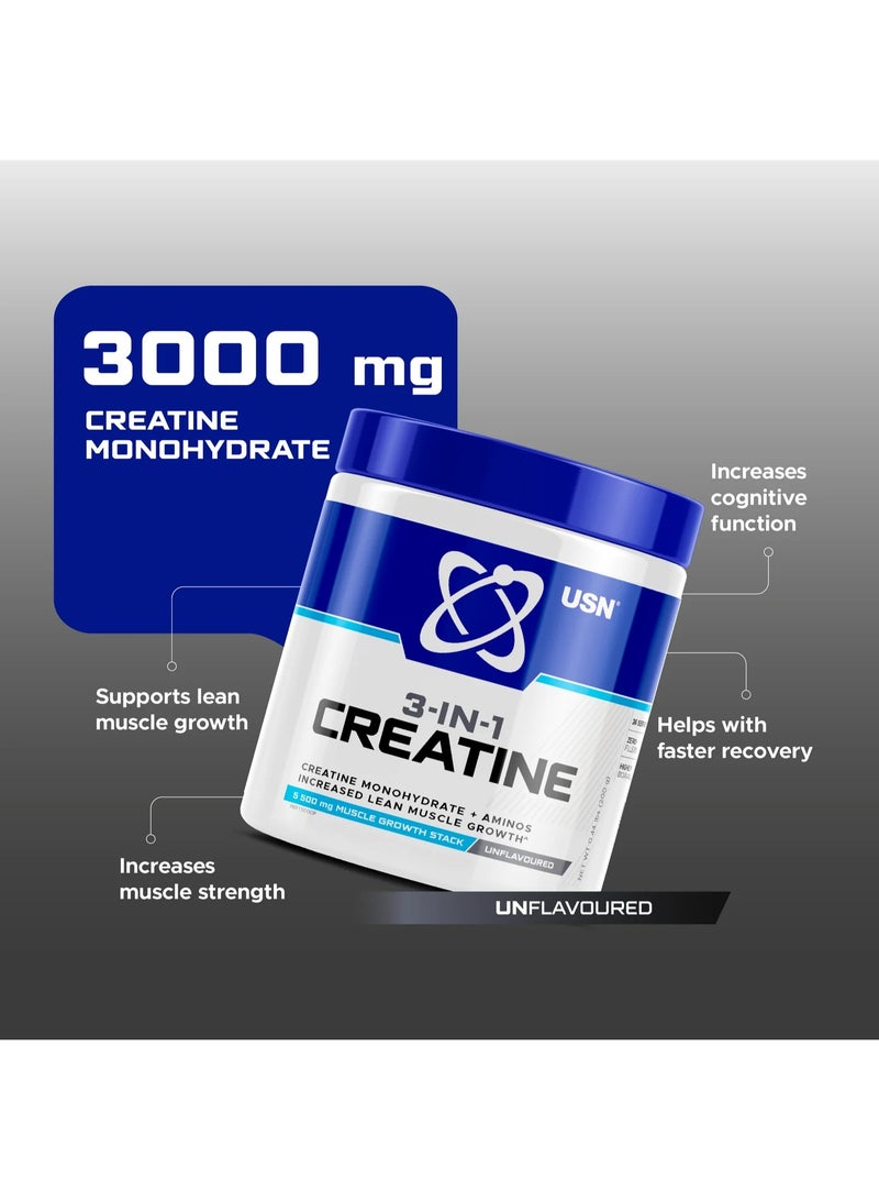 USN Supplements 3 in 1 Creatine + Aminos Unflavored 36 Servings 200g - Image 5