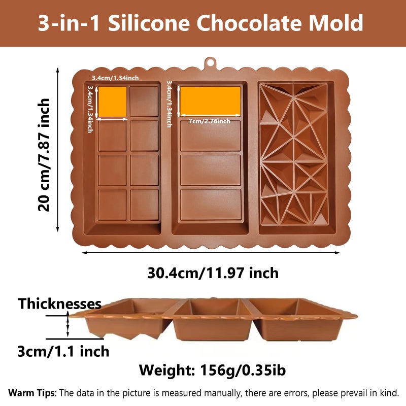 SEMETOR Chocolate Bar Mold - Food Grade Silicone Chocolate Molds, Non-Stick & Easy to Release Deep Mold for Dubai Pistachio Chocolates, Candy, Snacks, Desserts, Resin Art, Dishwasher Safe (2) - Image 2