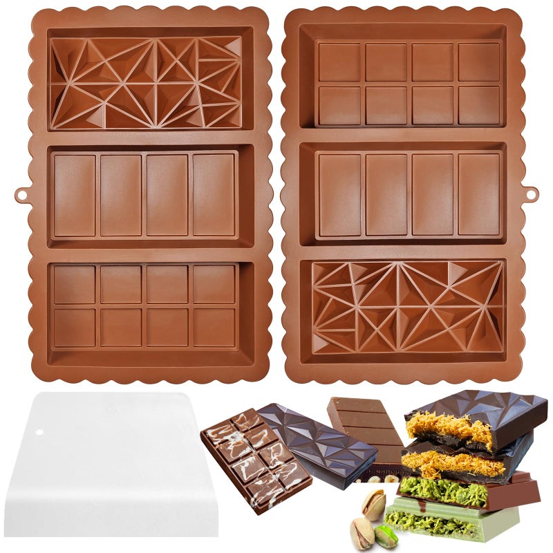 SEMETOR Chocolate Bar Mold - Food Grade Silicone Chocolate Molds, Non-Stick & Easy to Release Deep Mold for Dubai Pistachio Chocolates, Candy, Snacks, Desserts, Resin Art, Dishwasher Safe (2) - Image 1