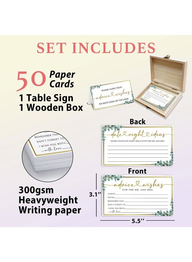 Crocothemis Tips & Wishes for Mr & Mrs - Pack of 50 Wedding Consultation Cards Wooden Boxed Bridal Shower Playing Cards-A10 - Image 2