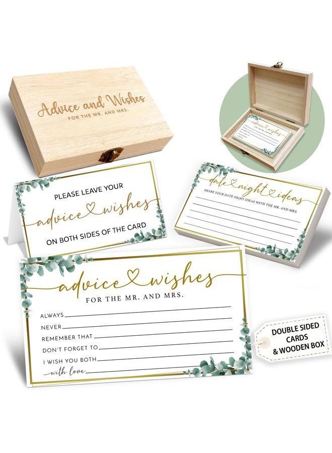 Crocothemis Tips & Wishes for Mr & Mrs - Pack of 50 Wedding Consultation Cards Wooden Boxed Bridal Shower Playing Cards-A10 - Image 1