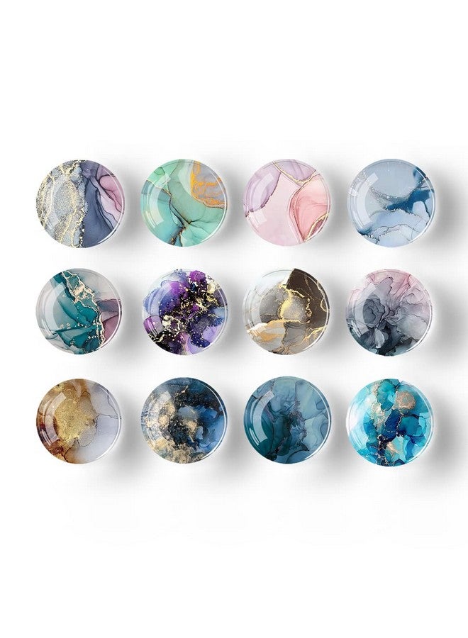 Poitvd Poitvd 12Pcs Glass Strong Magnetic Refrigerator Magnet Fridge Sticker,Marble Crystal Fridge Magnets Decoration for Crafts,Fridge Magnets for Kitchen, Office Whiteboard, Cabinet and Dishwasher - Image 2