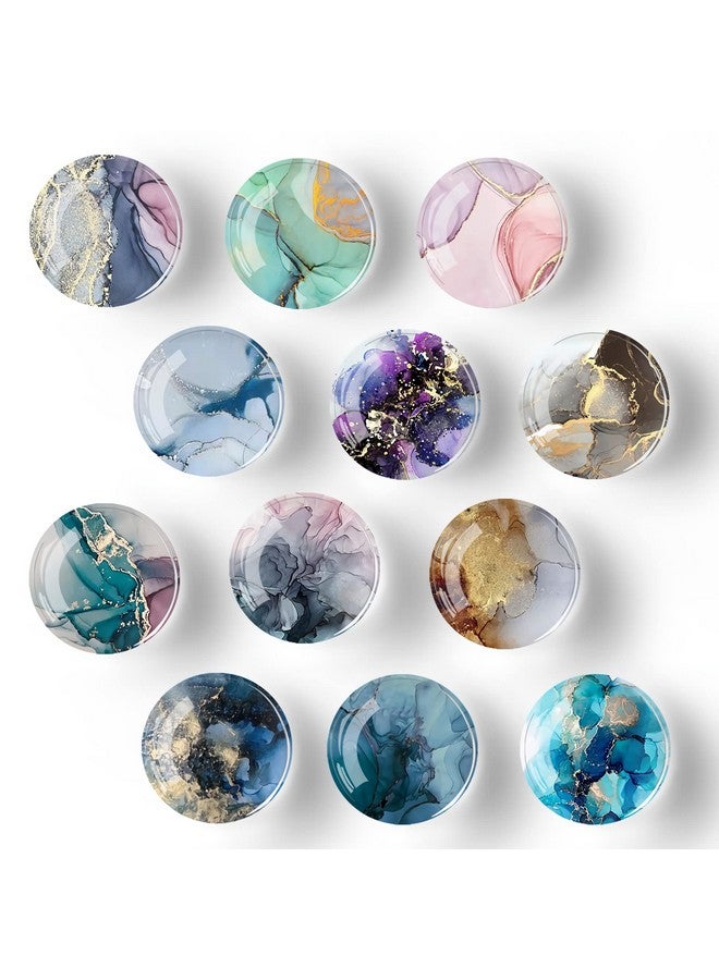 Poitvd Poitvd 12Pcs Glass Strong Magnetic Refrigerator Magnet Fridge Sticker,Marble Crystal Fridge Magnets Decoration for Crafts,Fridge Magnets for Kitchen, Office Whiteboard, Cabinet and Dishwasher - Image 1