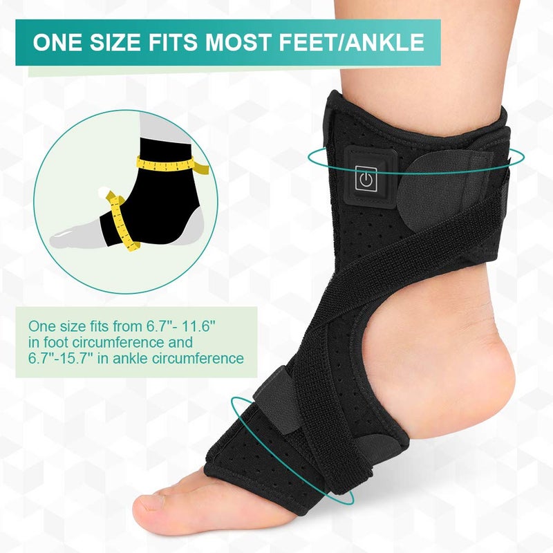 klarako Foot Heating Pad,Plantar Fasciitis Support Brace 1 Pair Compression Foot Sleeves Heated Therapy Night Splint Achilles Tendonitis for Arthritis Sprains Strains Heel Spur Torn Tendons - Image 5