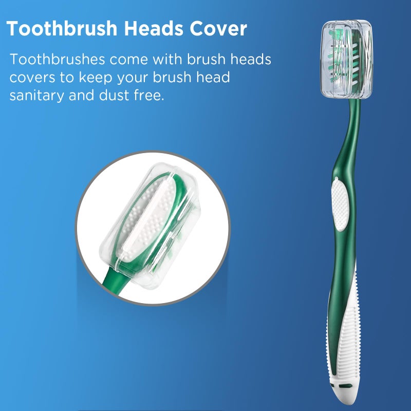 Fremouth Extra Firm Toothbrushes with Covers for Adults, Cross Extra Hard Bristles, with Built in Tongue Scraper, 6 Count - Image 3