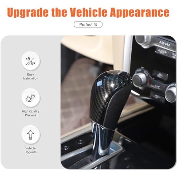 Unity Carbon Fiber Style Gear Shift Knob Cover Trim Protector Compatible with Nissan Pathfinder 2013 2014 2015 2016 2017 2018 Interior Accessories Shift Knob Frame Cap Cover - Image 5