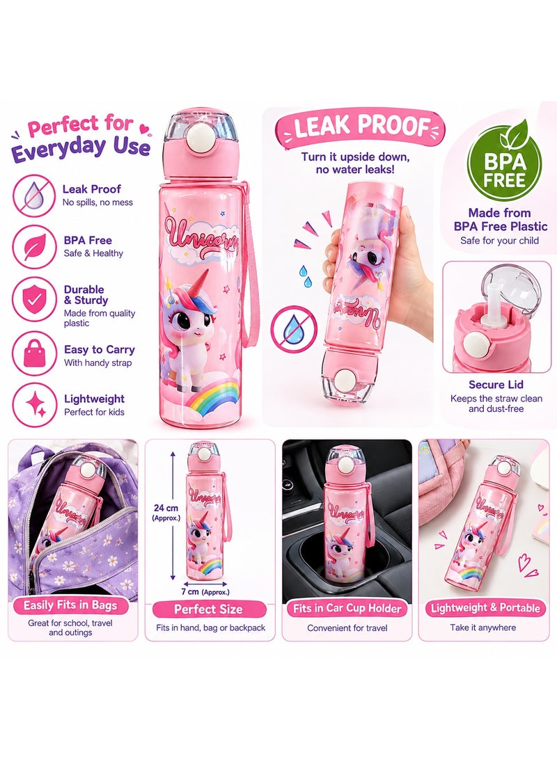 Unicorn Gifts for Girls - Unicorn Water Bottle, Fluffy Pencil Case, Slap Bracelets, Keychains, Hair Ties, Bracelets, Pencils & Stickers Set, Cute Unicorn School Supplies and Birthday Party Favors Toys for Kids Toddlers Teens - Image 2