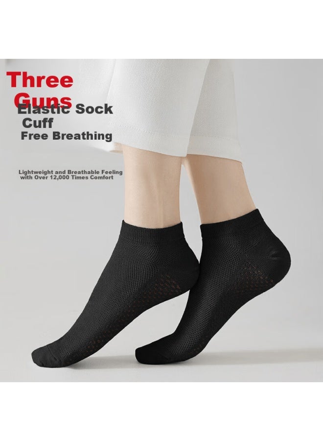 Threegun Touch Series Women's 100% Cotton Mesh Short Socks 10a Antibacterial Odor-resistant Breathable Socks - Image 3