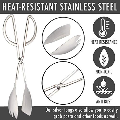 TOONEV Stainless Steel Buffet Tongs - Set of 2, 10.3' - Image 2