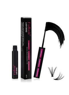 FADLASH Individual Lash Glue Black Lash Bond DIY Lash Extension Glue Waterproof Cluster Lash Glue Long Lasting 48-72 Hours Eyelash Glue with Mascara Wand Eyelash Extension Glue 