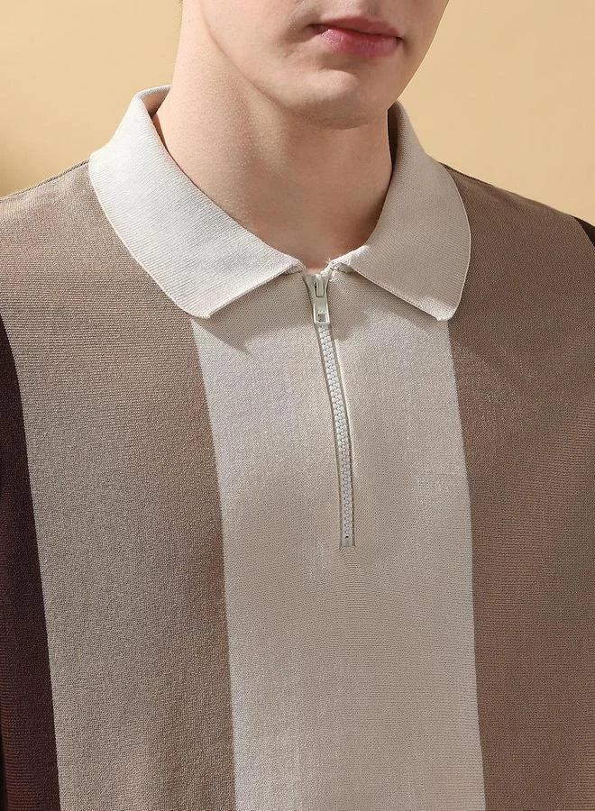 Dennis Lingo Men Striped Flat Knit Polo