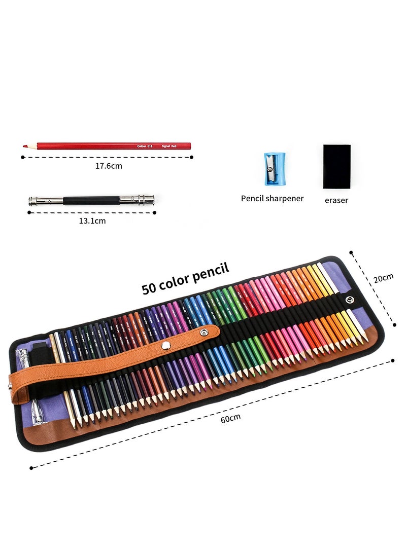 Generic 50-Color Hexagonal Colored Pencils Set - Premium Wooden Oil-Based Pencils for Artistic Drawing - Image 2