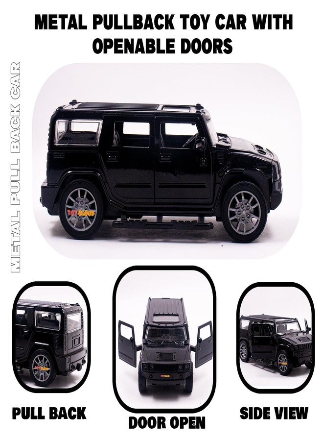 Toy Cloud DieCast Model Cars Hummer Metal Car for Kids Pull Back Action Opening Doors Toy Cars for Boys 5-8 Years - Black - Image 3