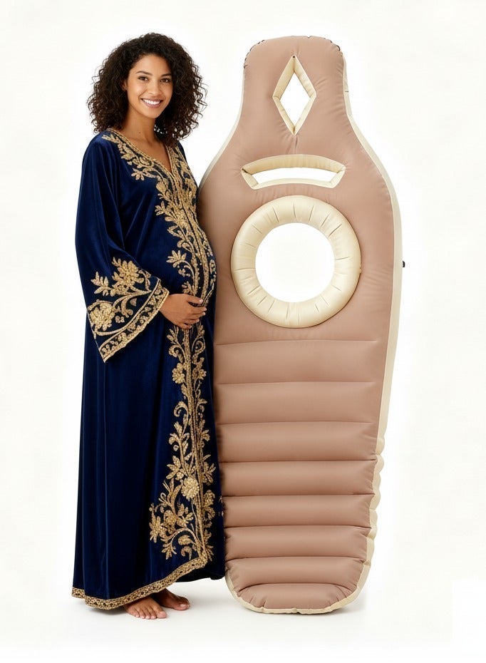 Bluejw Pregnancy Inflatable Sleeping Mat, Maternity Belly Support Pillow with Raised-Ripple Quilted Design, Hollow Cutout, Face & Hand Hole for Pregnant Women Back Pressure Relief, Postpartum Waist Comfort - Image 1