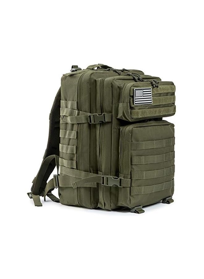 Green Tiger 45L Military Tactical Backpacks Molle Army Assault Pack 3 Day Bug Out Survival Bag Hiking Treeking Rucksack - Image 1