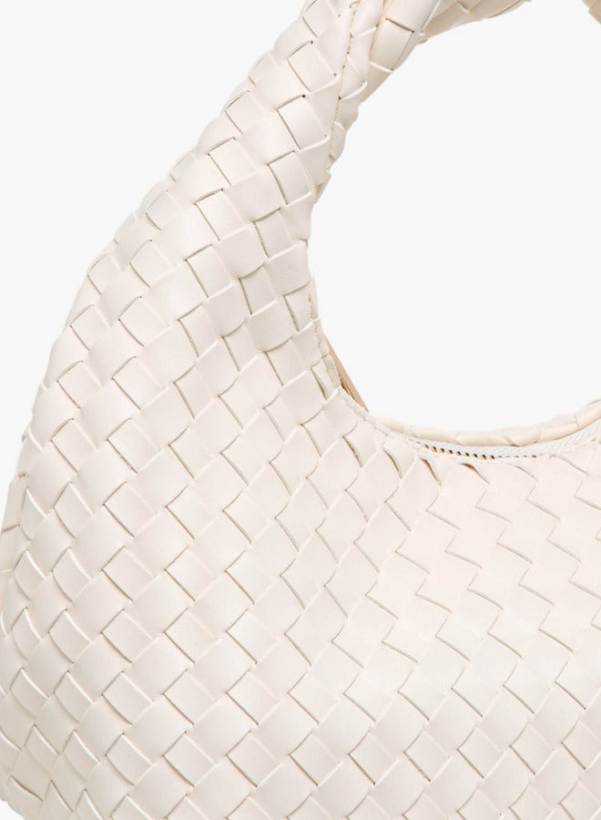 Flora Bella By Shoexpress Braided Hobo Bag with Handle and Zip Closure - Image 4