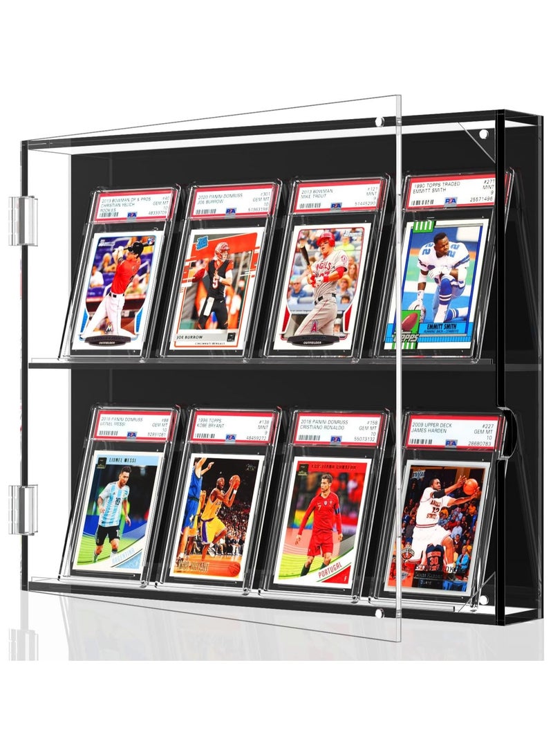 TPGP Acrylic Baseball Card Display Case, 8 Graded Card Display Frame Wall Mount with UV Protection Clear View, Sports Card Display Case with Magnetic Door for Football Basketball Hockey, Horizontal - Image 1
