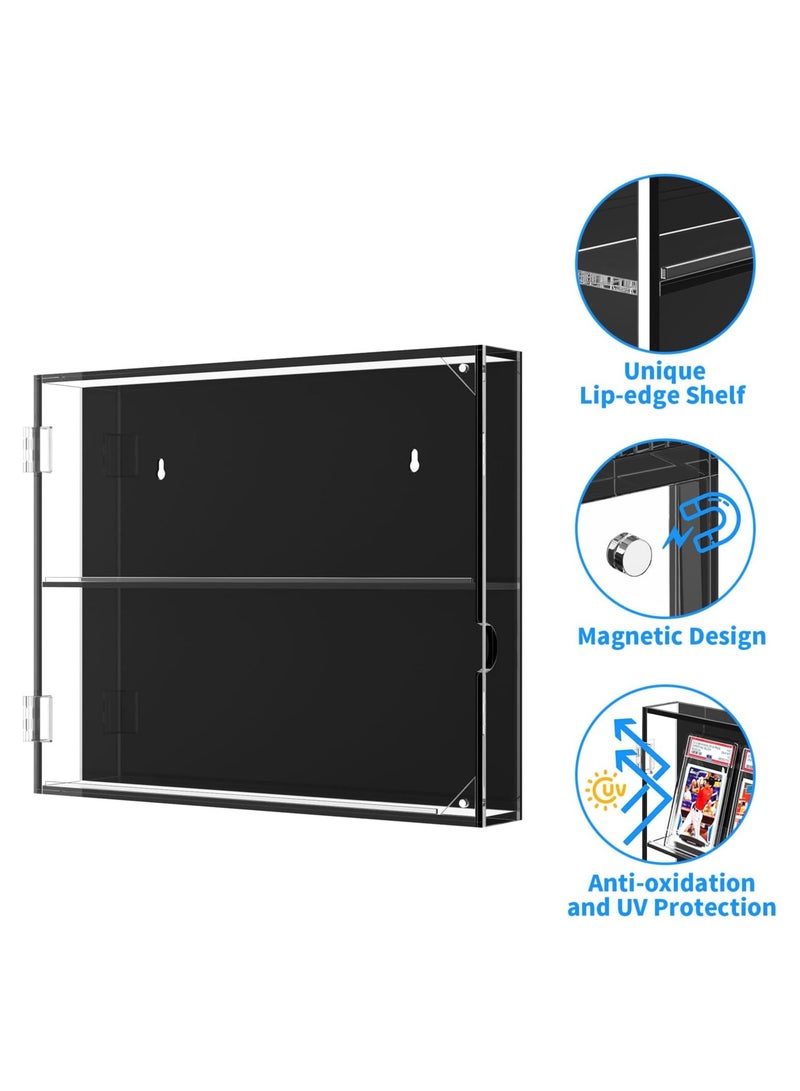 TPGP Acrylic Baseball Card Display Case, 8 Graded Card Display Frame Wall Mount with UV Protection Clear View, Sports Card Display Case with Magnetic Door for Football Basketball Hockey, Horizontal - Image 2