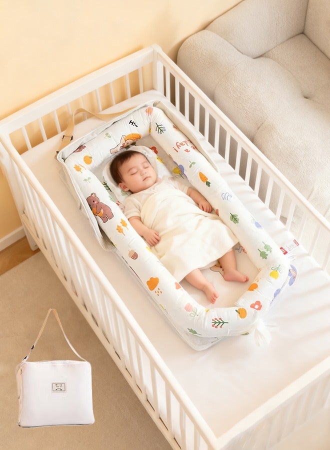 شو وو سرير طفل قطني محمول وقابل للطي مع وسادة، سرير أطفال قابل للطي، كرسي استلقاء للأطفال، عش سفر للرضع، سرير محمول للأطفال حديثي الولادة، فراش محمول للأطفال - Image 1