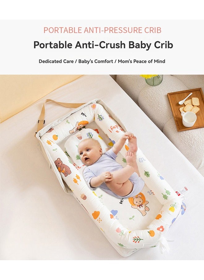 XiuWoo Portable Foldable Cotton Baby Bed with Pillow Foldable Crib Bed Baby Lounger Travel Infant Newborn Baby Nest Portable Baby Bedding  - Image 2