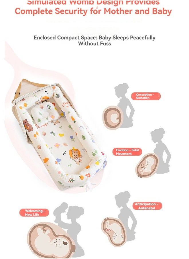 XiuWoo Portable Foldable Cotton Baby Bed with Pillow Foldable Crib Bed Baby Lounger Travel Infant Newborn Baby Nest Portable Baby Bedding  - Image 4