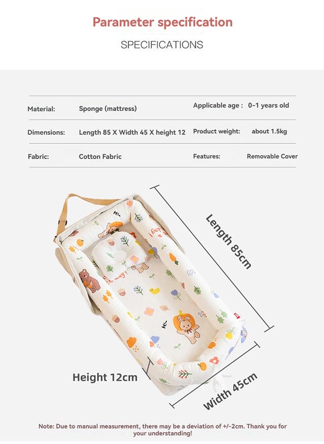 XiuWoo Portable Foldable Cotton Baby Bed with Pillow Foldable Crib Bed Baby Lounger Travel Infant Newborn Baby Nest Portable Baby Bedding  - Image 5